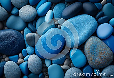 Background of blue pebbles. AI Generated Stock Photo