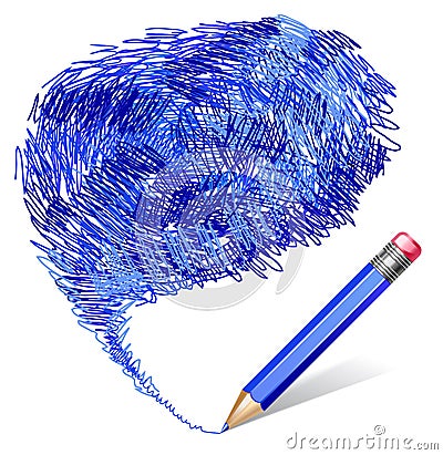 Background with blue pencil Vector Illustration