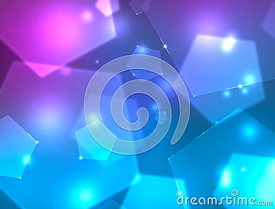 Background with blue and purple pentagons. Stock Photo