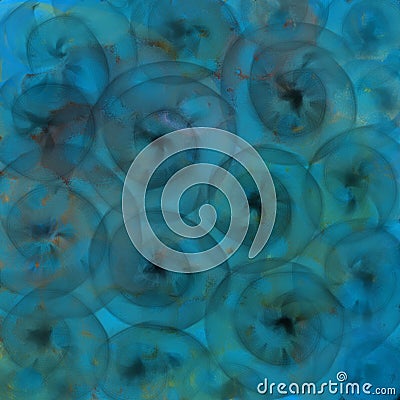 Background with blurred texture of glowing transparent spirals or colored black circular lines for textiles, posters or Stock Photo