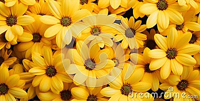 Bloom up flower yellow group close blossom bright Stock Photo