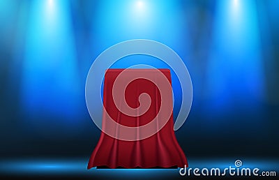 Background of box with red cloth fabric, surprise master piece concept Stock Photo