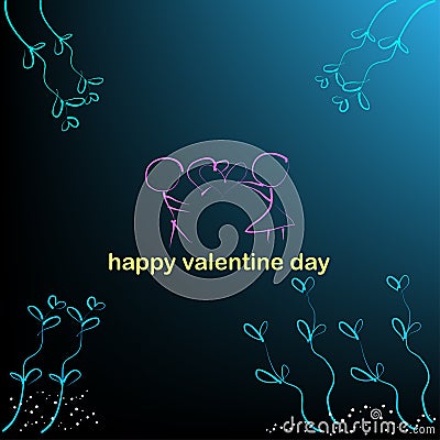 Background of boy and girl and hearts in valentine day vector illustrations Vector Illustration