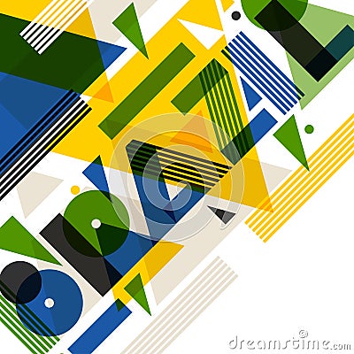 Background with Brazil in abstract geometric style. Design for covers, tourist brochure, advertising banner Vector Illustration
