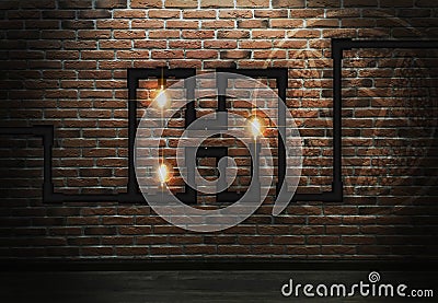 Brick wall background, lighting a light bulb Stock Photo