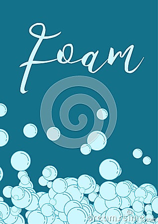 Background with bubbles of shampoo or soap foam. Vector Illustration
