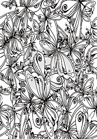 Background of butterflies drawing for meditation Vector Illustration