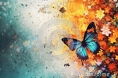 Background with butterflies, free space for text Stock Photo