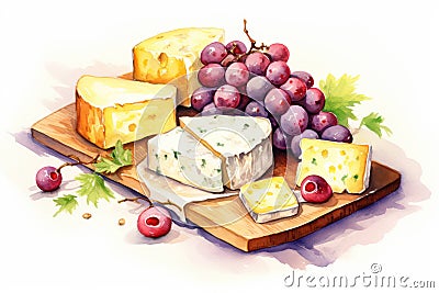 Slice dairy gourmet grapes brie healthy wooden food delicious fresh camembert tasty background cheese Stock Photo