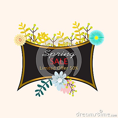 Spring sale background with beautiful flower Vector Illustration