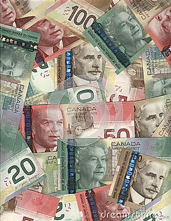 Background of Canadian bills Editorial Stock Photo