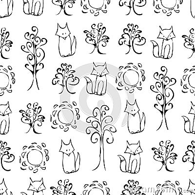 Background cartoon cute animals. Vector Illustration