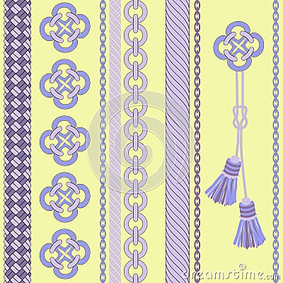 Background With chain , Rope,Tassel. Vector Illustration
