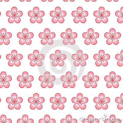 Pink flower with five petals. Vector Illustration