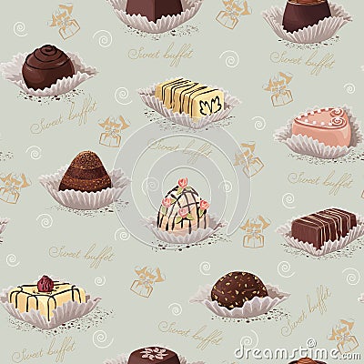 Background with chocolate candies Vector Illustration