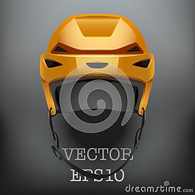 Background of Classic Orange Ice Hockey Helmet Vector Illustration