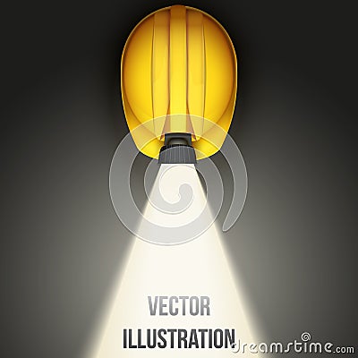 Background of Classic vintage miners helmet with Vector Illustration