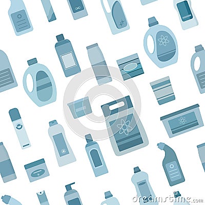 Background with cleaning supplies. Vector Illustration