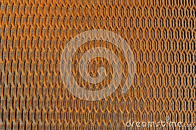 Background close up of rusty steel metal grating net texture structured design. For photo collages Stock Photo