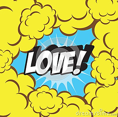 Background clouds retro LOVE retro and vintage background comics style Stock Photo