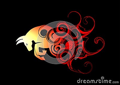 Beautiful Abstract and colorful Bull Attack aggressive silhouette wallpaper background painting Vector Illustration