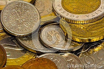 Background from coins EU countries Macro Stock Photo