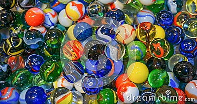 Background of a Collection of a variety of Colorful Marbles Stock Photo