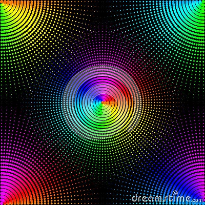 Background of colored dots on a black background is insulated. Stylish vector illustration for web design Vector Illustration