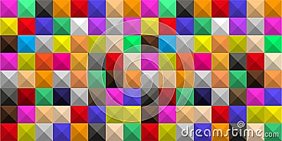 Background of colored squares with shades in the form of a graphic geometric volumetric mosaic. Vector Illustration