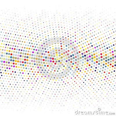 The background of colorful dots of different sizes have different density on the white. Vector Illustration