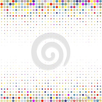 The background of colorful dots of different sizes have different density on the white. Vector Illustration