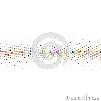 The background of colorful dots of different sizes have different density on the white. Vector Illustration