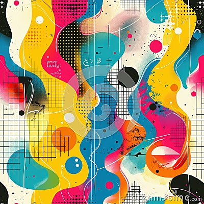 Background with colorful geometric shapes and patterns, irregular digital scribbled shapes, designed to evoke energetic abstract Stock Photo