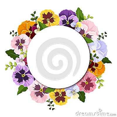 Background with colorful pansy flowers. Vector eps-10. Vector Illustration