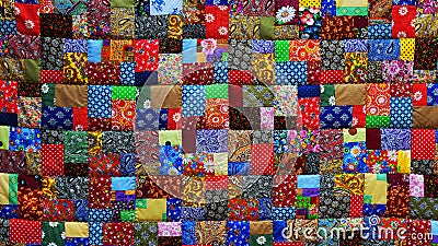 Background of colorful pieces of fabric Stock Photo