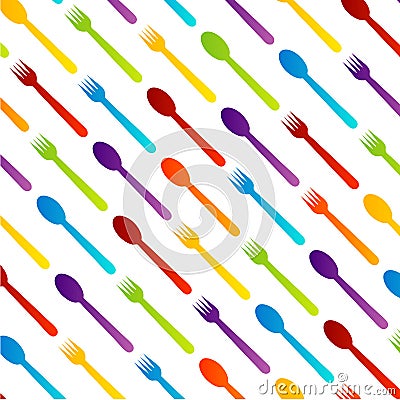 Background with colorful spoons and forks Vector Illustration