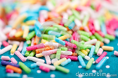 Background of colorful sprinkles, jimmies for cake decoration Stock Photo