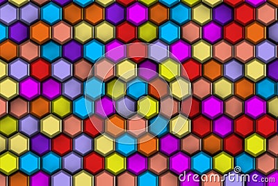 Background of colorist hexagons with relief and shadows, Stock Photo