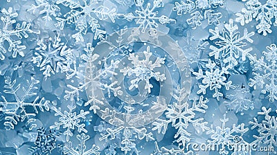 Background Completely Filled with Delicate, Unique Snowflakes. This is AI generative image. Stock Photo