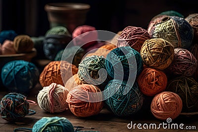 Background composed of colorful thread balls. Stock Photo
