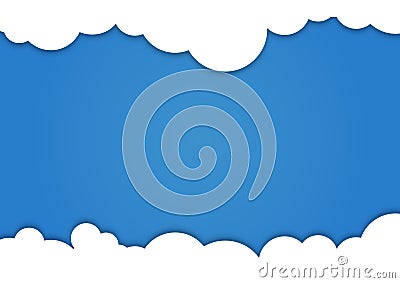 Background composed of white paper clouds over blue. vector illustration. Cartoon Illustration