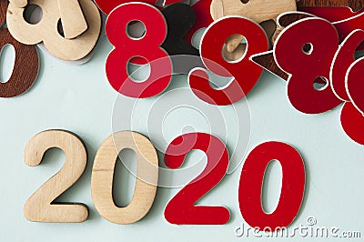 2020 background .The concept of the new 2020. New year with numbers 2020 on colorful background. Christmas card, congratulat Stock Photo