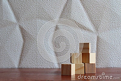 Wooden blocks cube on table with copy space Stock Photo