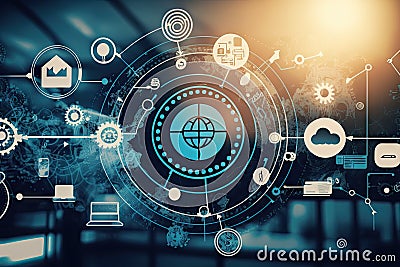 Background conceptual image with social connection and networking theme Cartoon Illustration