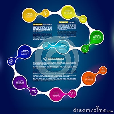 Background with connected metaball with integrated icons and tex Vector Illustration