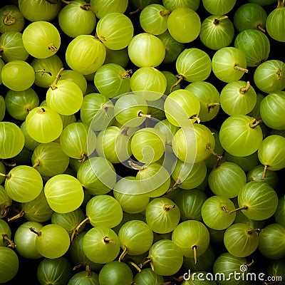 Green and ripe gooseberries closeup background, AI generated Stock Photo