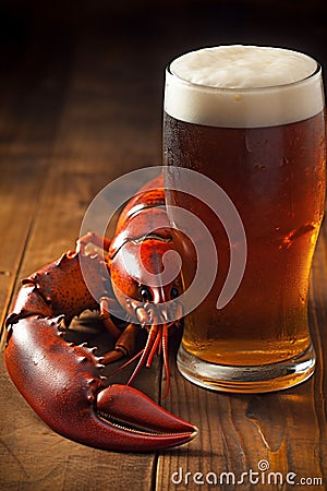 background crab red food beer glass lobster seafood snack crawfish crayfish. Generative AI. Stock Photo