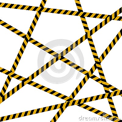 Background crime scene, caution tape, police line and hazard tapes are crossed, all sealed, do not pass, do not cross Vector Illustration