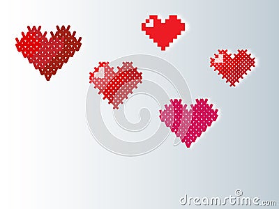 Knitted, pixel, embroidered, heart for the background Stock Photo