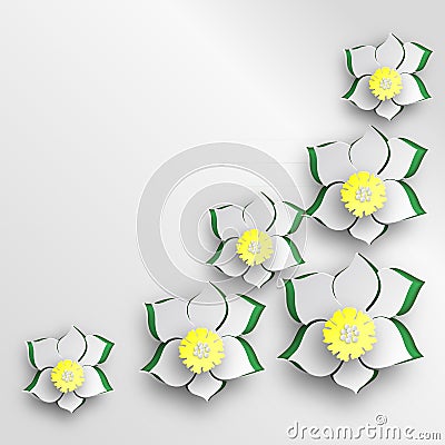 Background of cut paper flowers. Vector Illustration